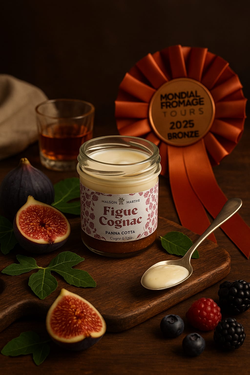 PANNA COTTA BICOUCHE FIGUE COGNAC 1.3% - 130gr - Conserverie Maison Marthe - Stockage frais
