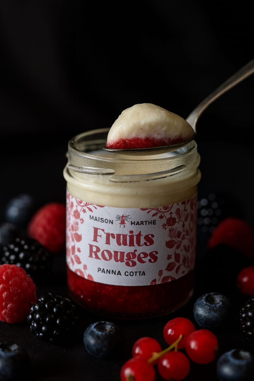PANNA COTTA BICOUCHE FRUITS ROUGES - 130gr - Conserverie Maison Marthe - Stockage frais