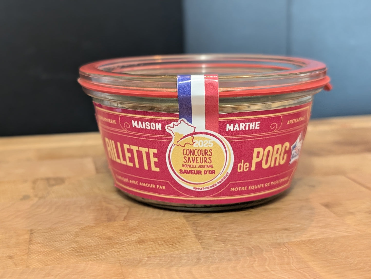 CONSERVE WECK TERRE - Rillette de porc Médaillée Or - 170 gr - Charcuterie artisanale Maison Marthe - Oléron