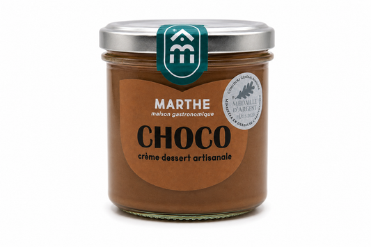CREME DESSERT - STOCKAGE FRAIS - Crème chocolat Valrhona à 70% cacao  - 130 gr - Conserverie artisanale Maison Marthe - Oléron