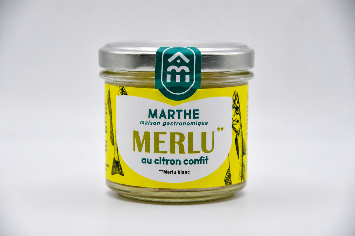 CONSERVE MER - Merlu blanc au citron confit- 90 gr - Conserverie artisanale Maison Marthe - Oléron