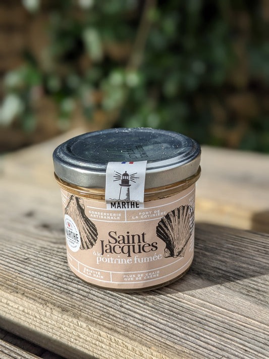 CONSERVE MER - Saint jacques à la poitrine fumée - 90 gr - Conserverie artisanale Maison Marthe - Oléron